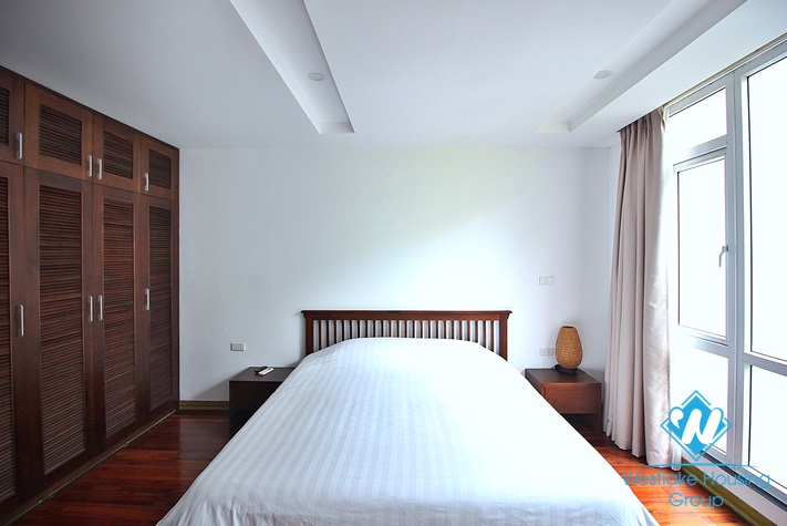 Lake view three bedrooms apartment for rent in Quang Khanh st, Tay Ho
